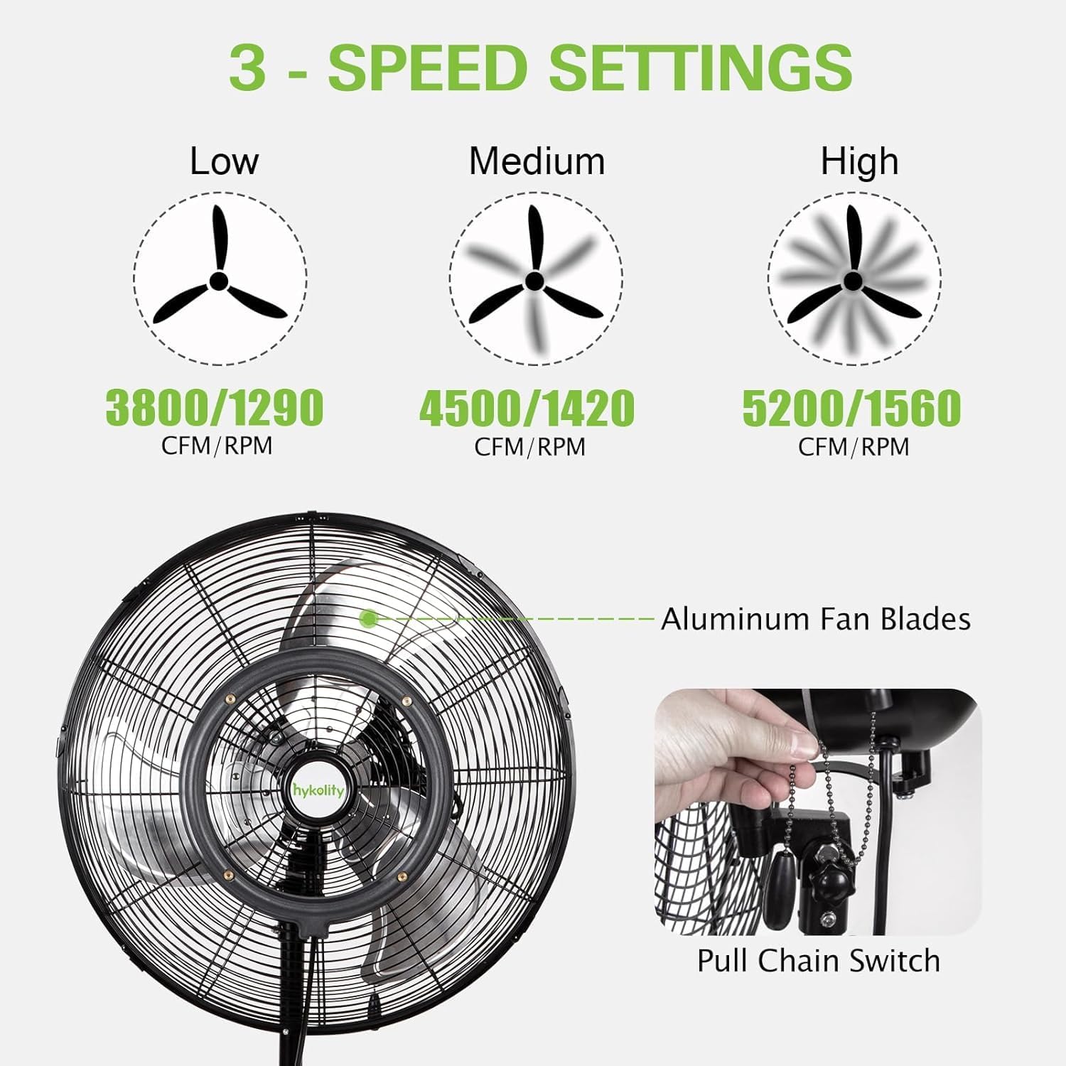 hykolity 20" Outdoor Pedestal Oscillating Misting Fan