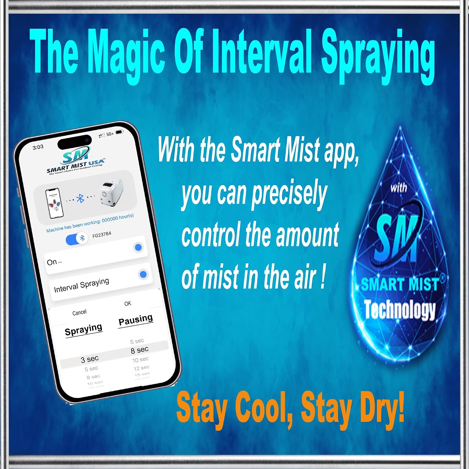 App Controlled High Pressure Misting Mister System Kit 1000 PSI Stainless Steel Tubing DIY Patio Greenhouse (60' w/ 30-006" Nozzles for Most Hot Climates