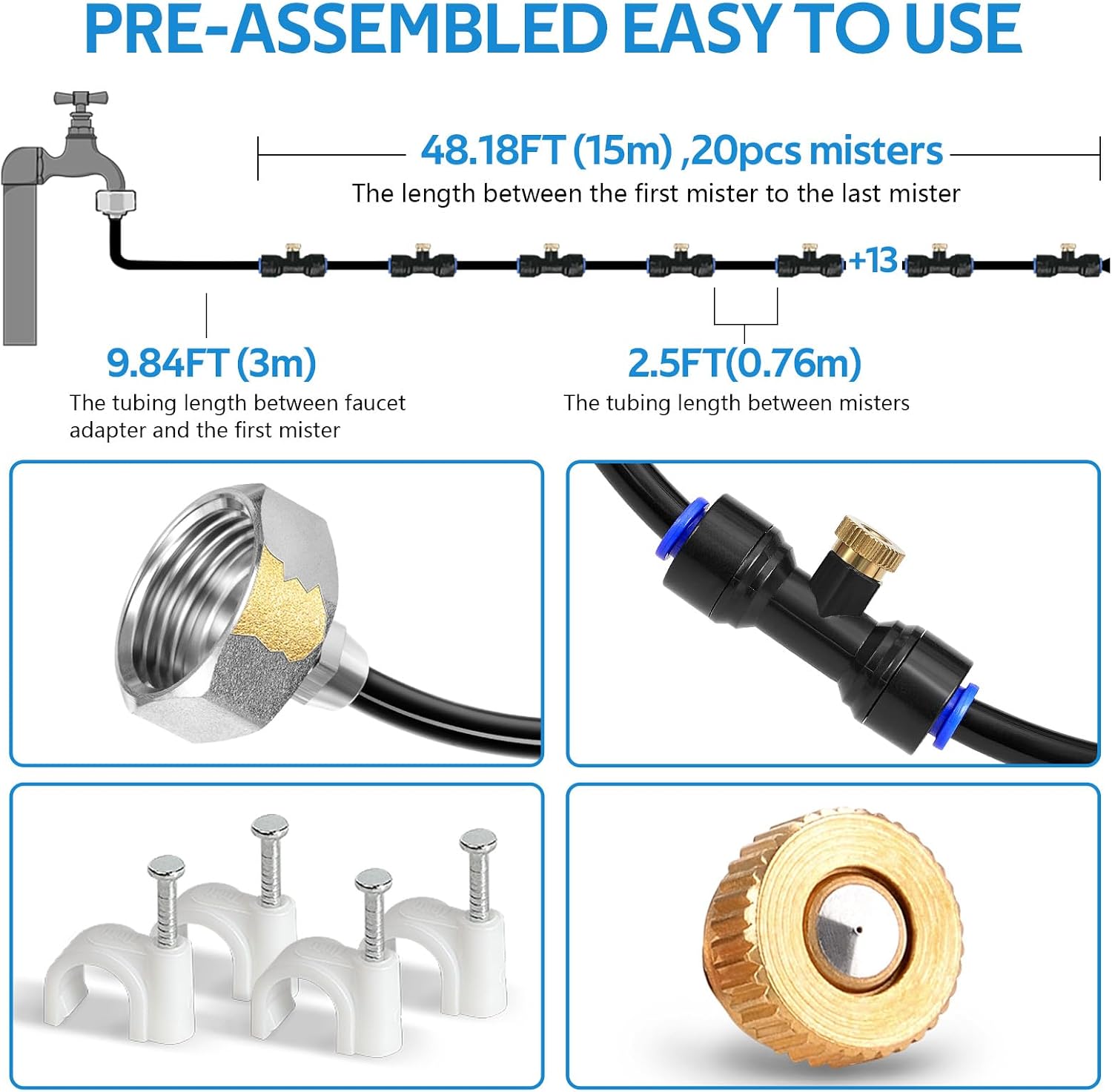 Patio Misting Line Kits from 26 to 120 Feet: Brass Nozzle Count, UV Tubing, and What the Cheap Kits Skip